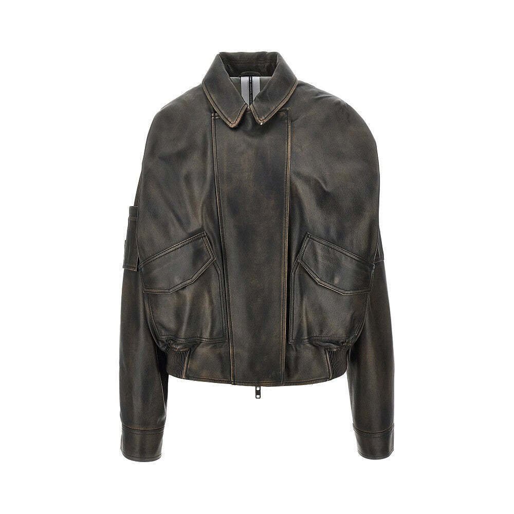Sword Nappa Leather Oversized Bomber Jacket